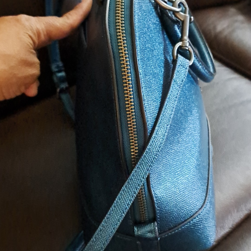 Coach Sierra Satchel in Metallic Dark Teal w/crossbody so Unique And Beautiful - Picture 10 of 13